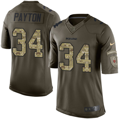 Youth Limited Walter Payton Nike Jersey Green - #34 Salute to Service NFL Chicago Bears